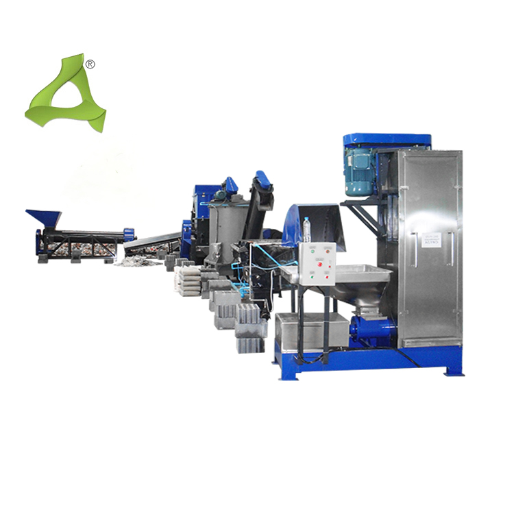 PET and HDPE waste bottle crushing, cleaning, and recycling production line
