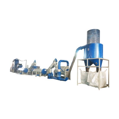 Space bag crushing, cleaning and recycling production line